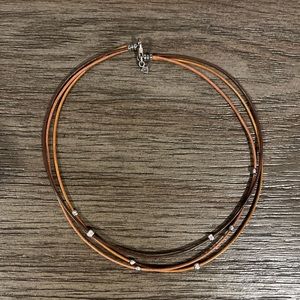 Leather Silpada Necklace with small, decorative beading.